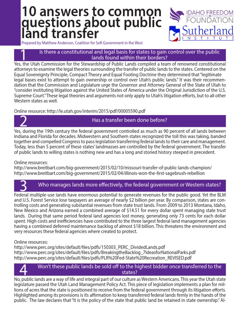 10 Answers To Common Questions About Public Land Transfer | PDF ...