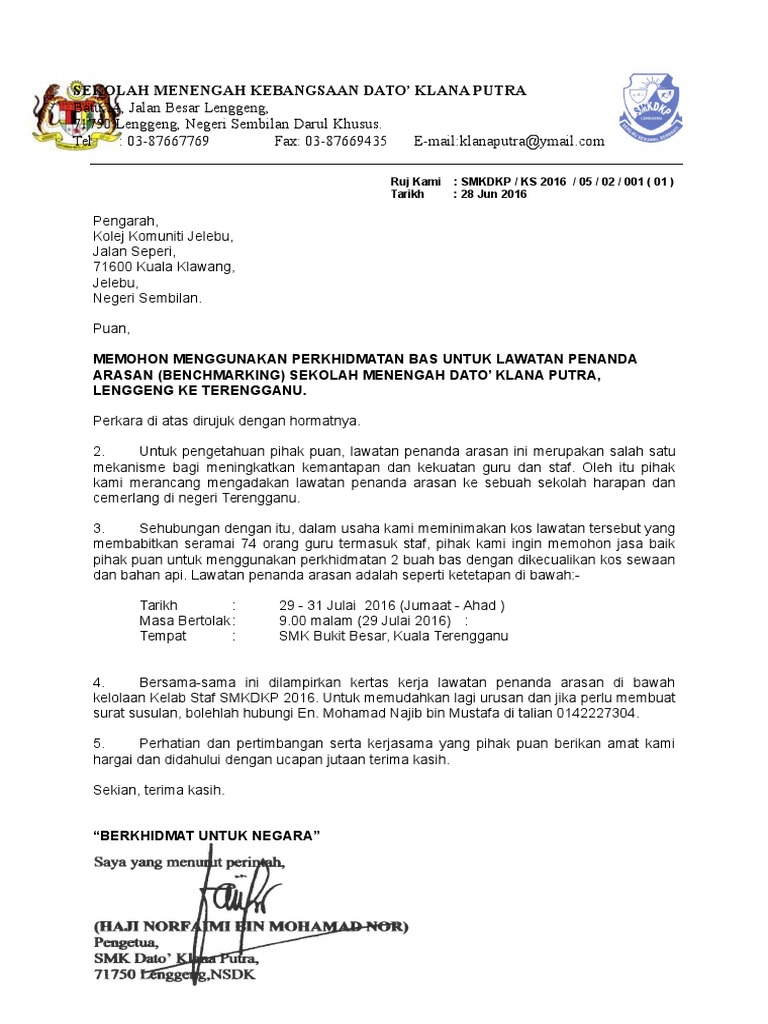 Contoh Surat Mohon Pinjam Bas