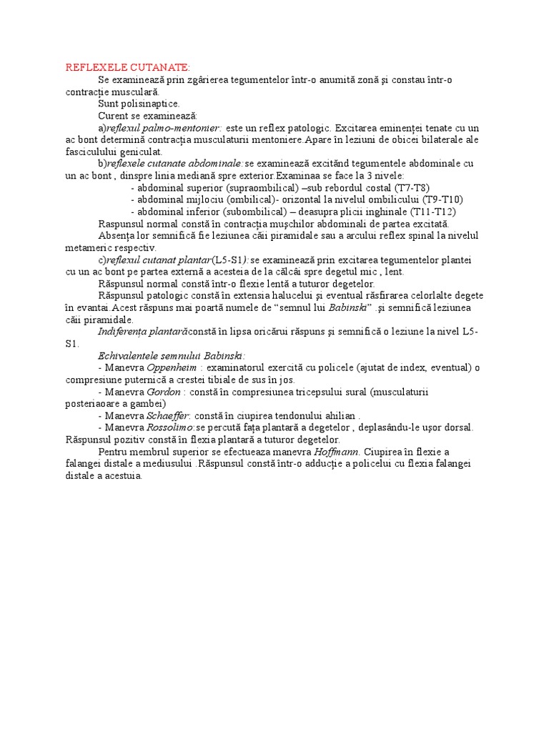 Reflexele Cutanate | PDF