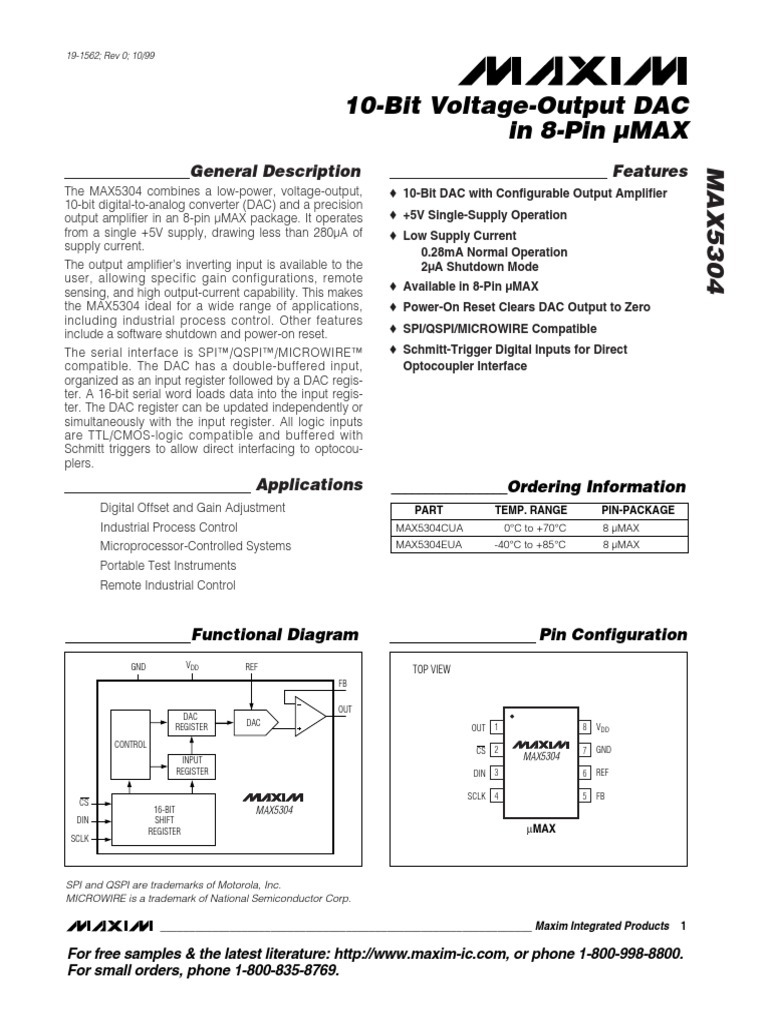 Max 5304 | Digital To Analog Converter | Amplifier