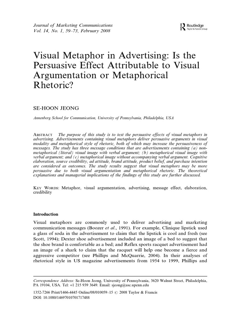 Persuasive Power of Visual Metaphors | PDF | Persuasion | Attitude ...