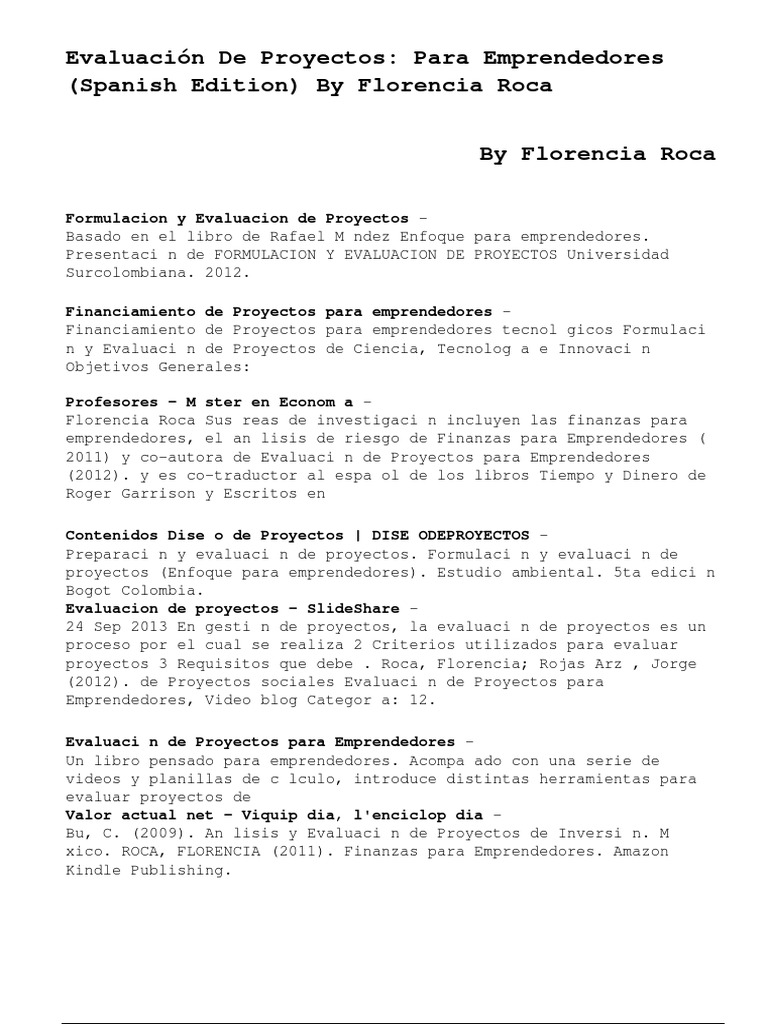 Evaluación de Proyectos para Emprendedores | PDF | Iniciativa ...