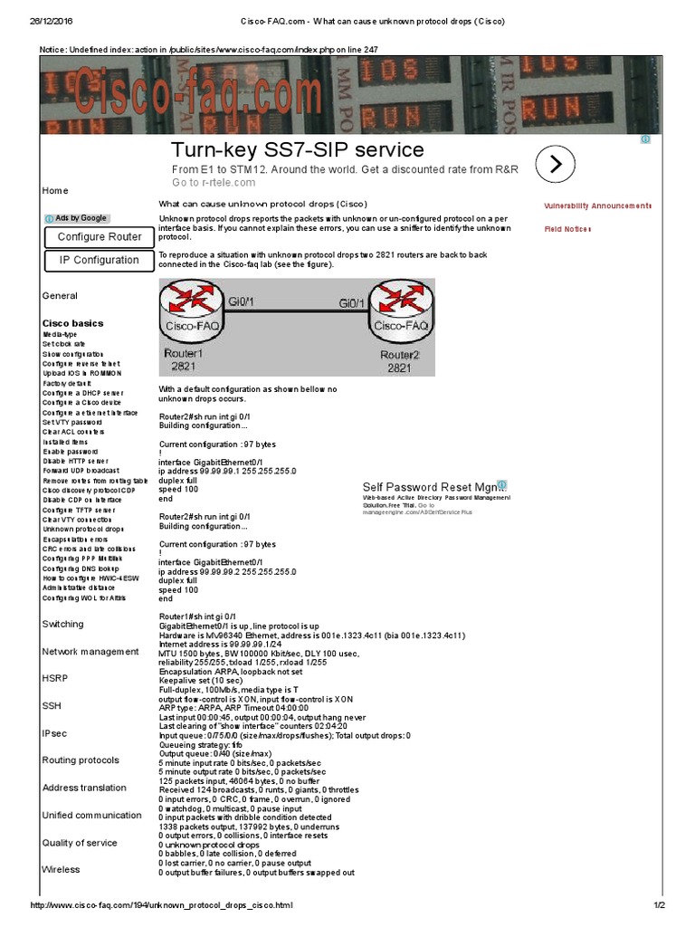 CiscoFAQ Unknow Protocol Drops PDF Network Packet Router