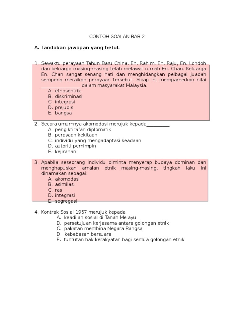 Soalan Tentang Hubungan Etnik - Ezragiyo