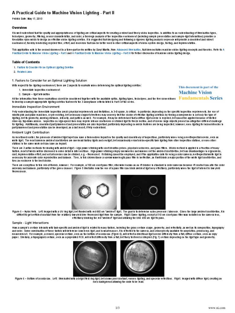 Practical Guide to Machine Vision⋯ Practical Guide to Machine Vision Lighting | PDF | Infrared | Color