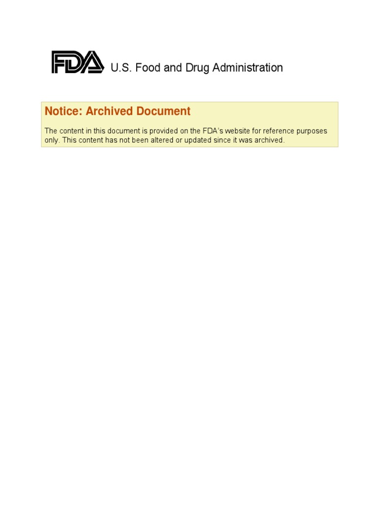 Notice: Archived Document: U.S. Food and Drug Administration | PDF