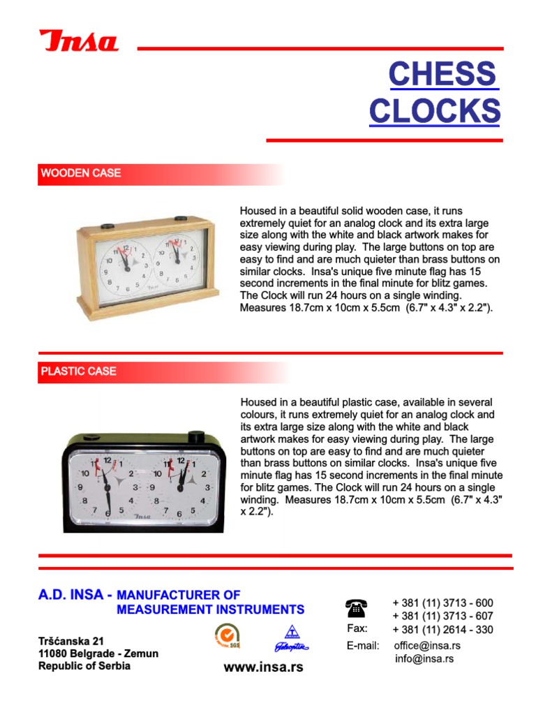Insa Chess Clocks PDF