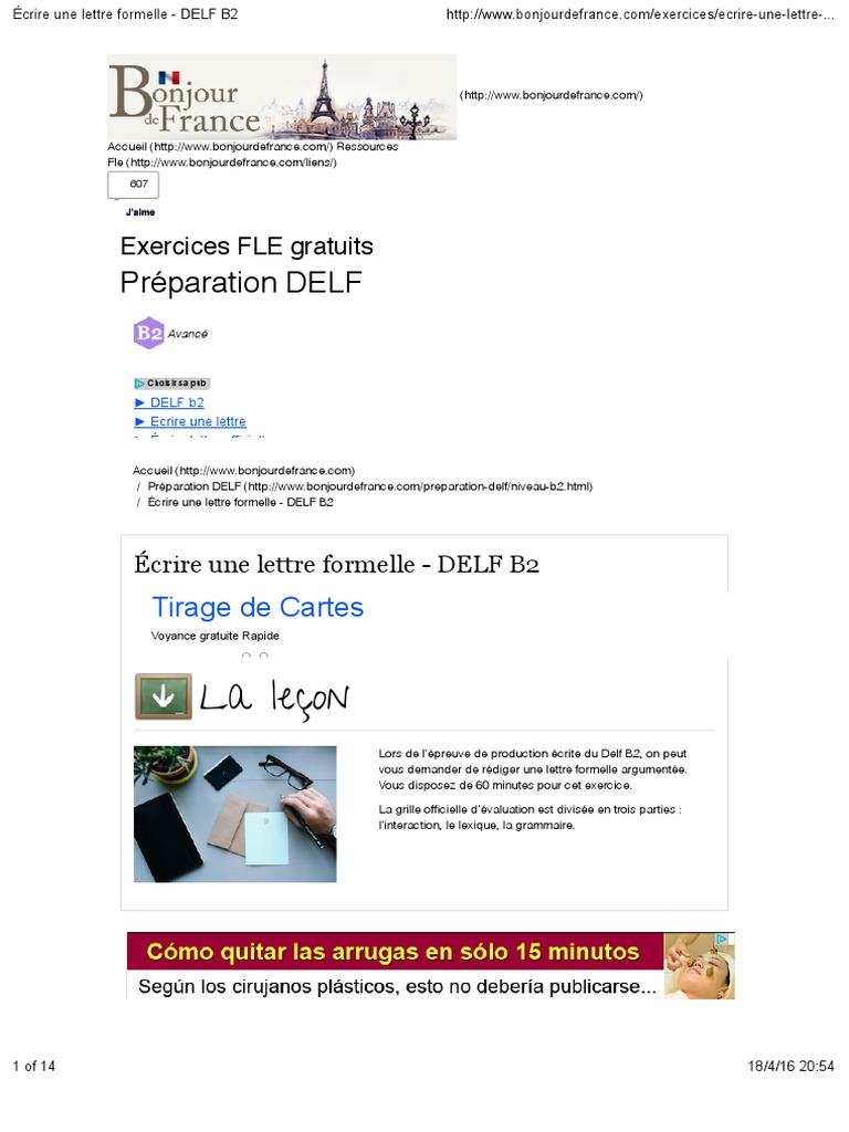 Écrire Une Lettre Formelle  DELF B2  PDF  Langue française  Sémiotique