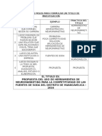 Pasos para Formular Un Titulo de Investigacion