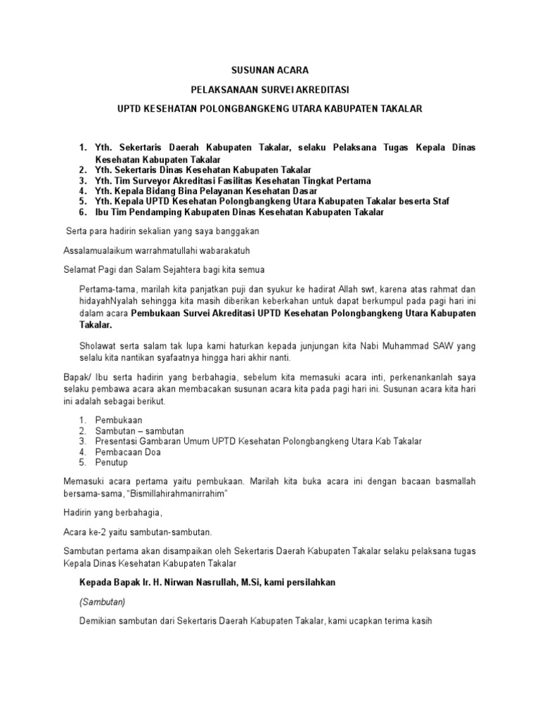Susunan Acara MC Akreditasi | PDF