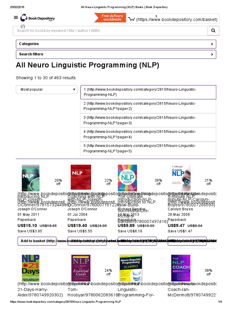 All Neuro Linguistic Programming (NLP) Books - Book Depository | PDF ...