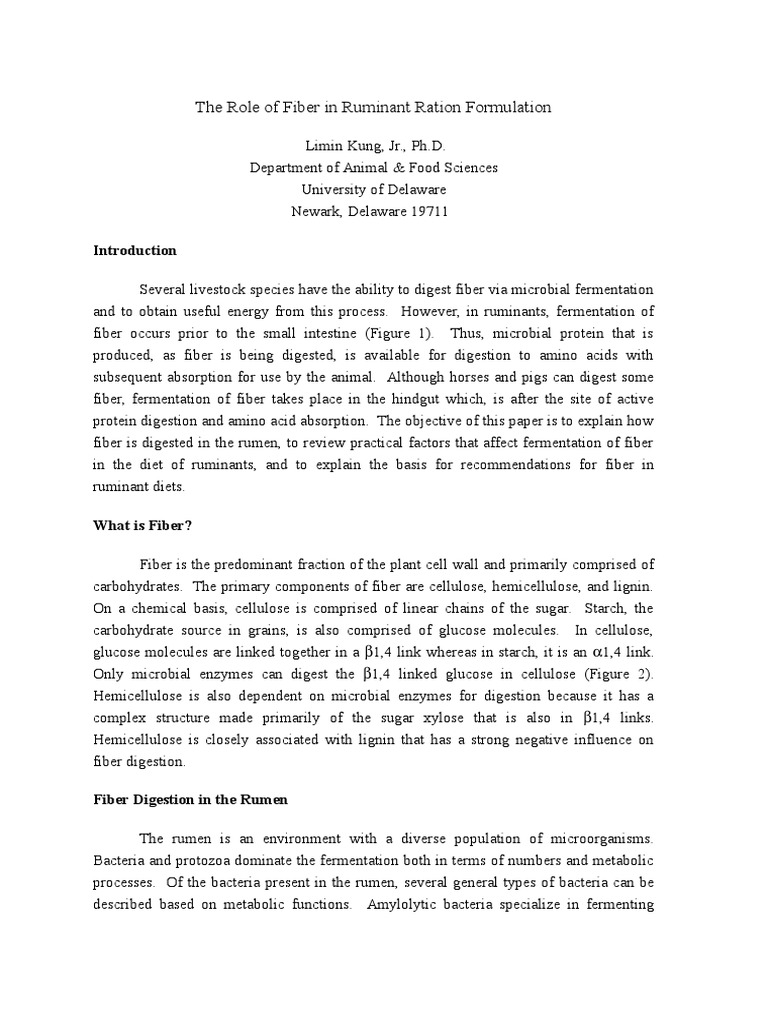 The Role of Fiber in Ruminant Ration Formulation | PDF | Dietary Fiber ...