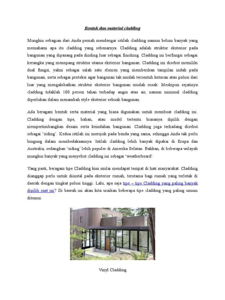 Tipe dan Fungsi Cladding pada Bangunan | PDF | Teknologi & Rekayasa