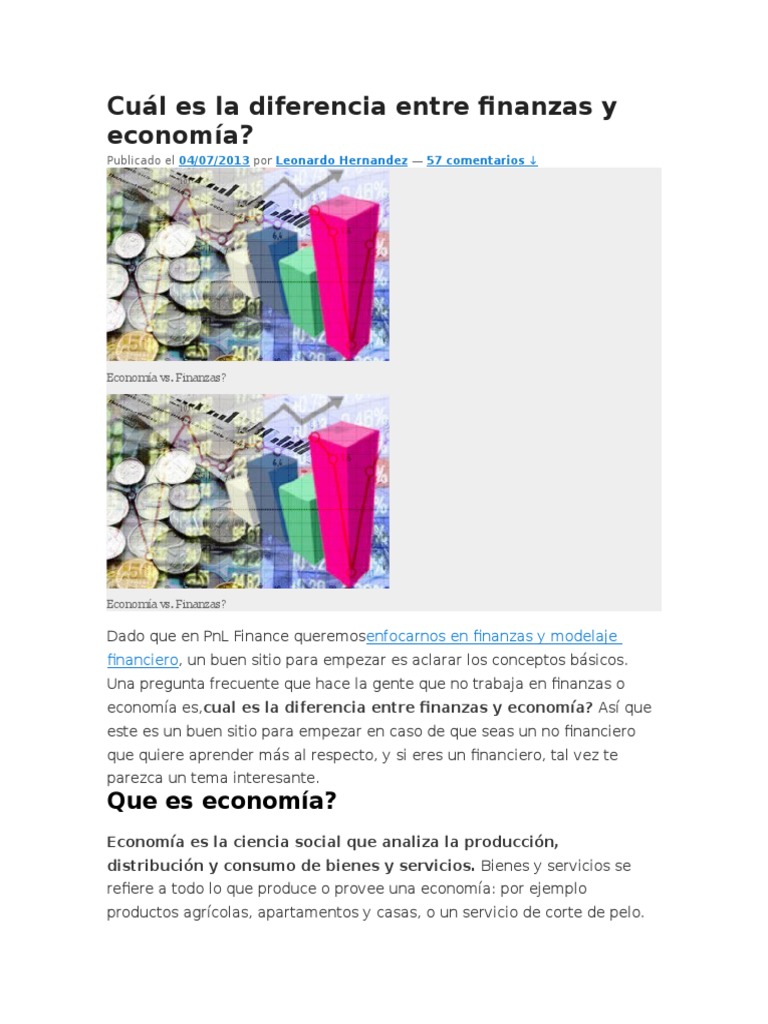 Diferencia Entre Finanzas y Economía | PDF | Ciencias económicas | Finanzas (general)