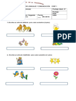 Prueba Numero 3 Lenguaje Articulos, Carta, Cuento, Recado