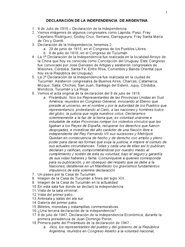 Declaracion de La Independencia de Argentina | PDF | Argentina | Personas