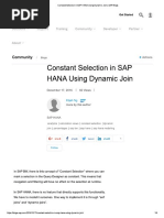 Constant Selection in SAP HANA Using Dynamic Join