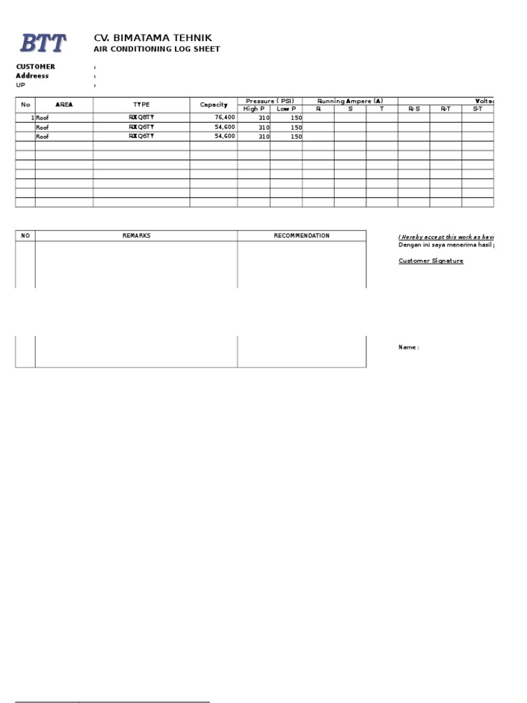 Lock Sheet Air Conditioning | PDF