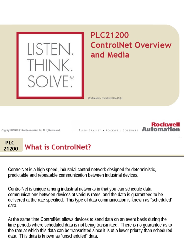 ControlNet Overview - PLC21200 | PDF | Network Topology | Transmission ...