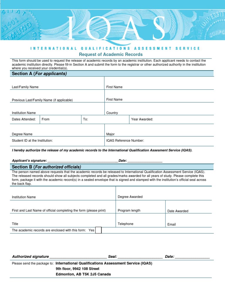 Records Request Form For School