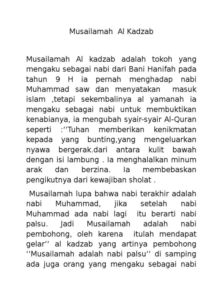 Musailamah Al Kadzab Pdf
