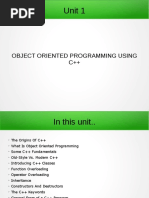 Unit 1: Object Oriented Programming Using C++