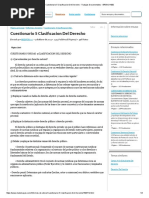 Cuestionario 5 Clasificacion Del Derecho - Trabajos Documentales - BRENCH000