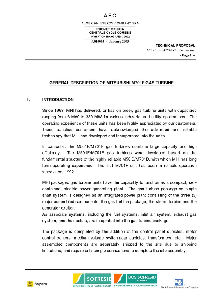 Mitsubishi M701F Gas Turbine PDF | PDF | Turbine | Gas Turbine