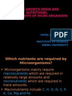 Basic Growth Media and Nutritional Requirement of Microorganisms