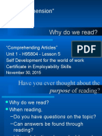 "Comprehension": Why Do We Read?