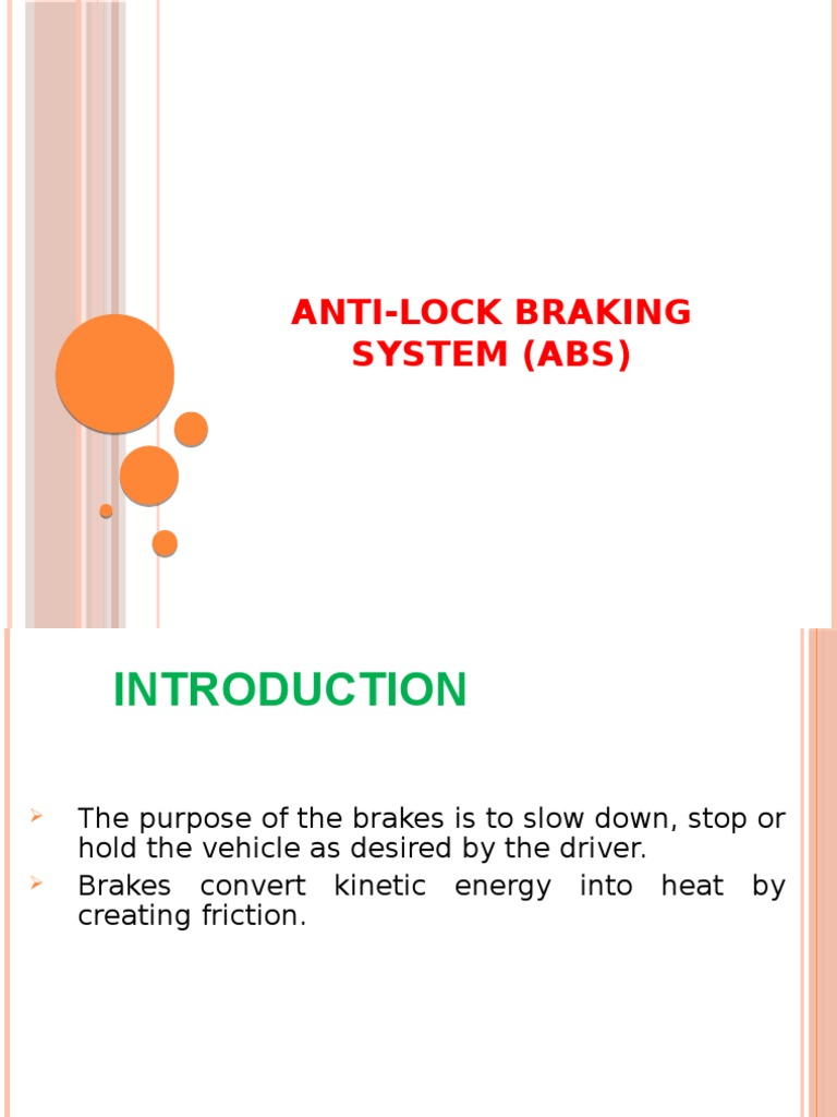 AntiSkid Braking System (ABS) PDF Anti Lock Braking System Brake
