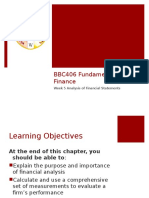 BBC406 Fundamentals of Finance: Week 5 Analysis of Financial Statements