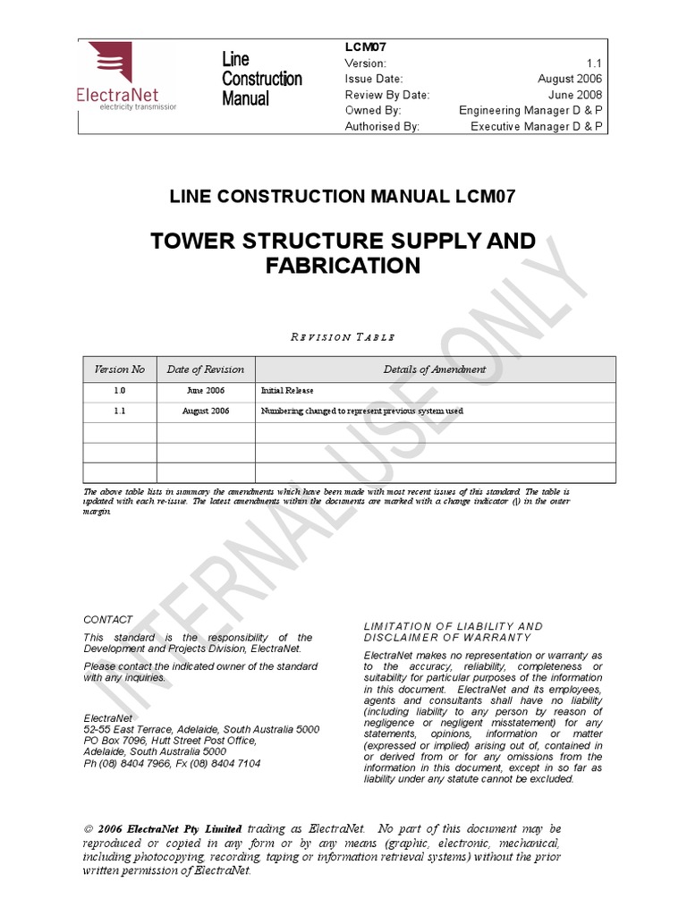 LCM 07 Tower Structure Supply and Fabrication Version 1.1 | PDF | Metal ...