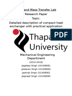 Heat and Mass Transfer Lab Research Paper Topic: Detailed Description of Compact Heat Exchanger With Practical Application