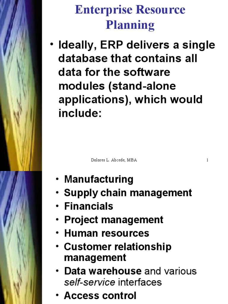 Ideally, ERP Delivers A Single | PDF | Enterprise Resource Planning ...