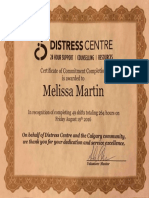 calgary distress centre volunteer certificate  2016 