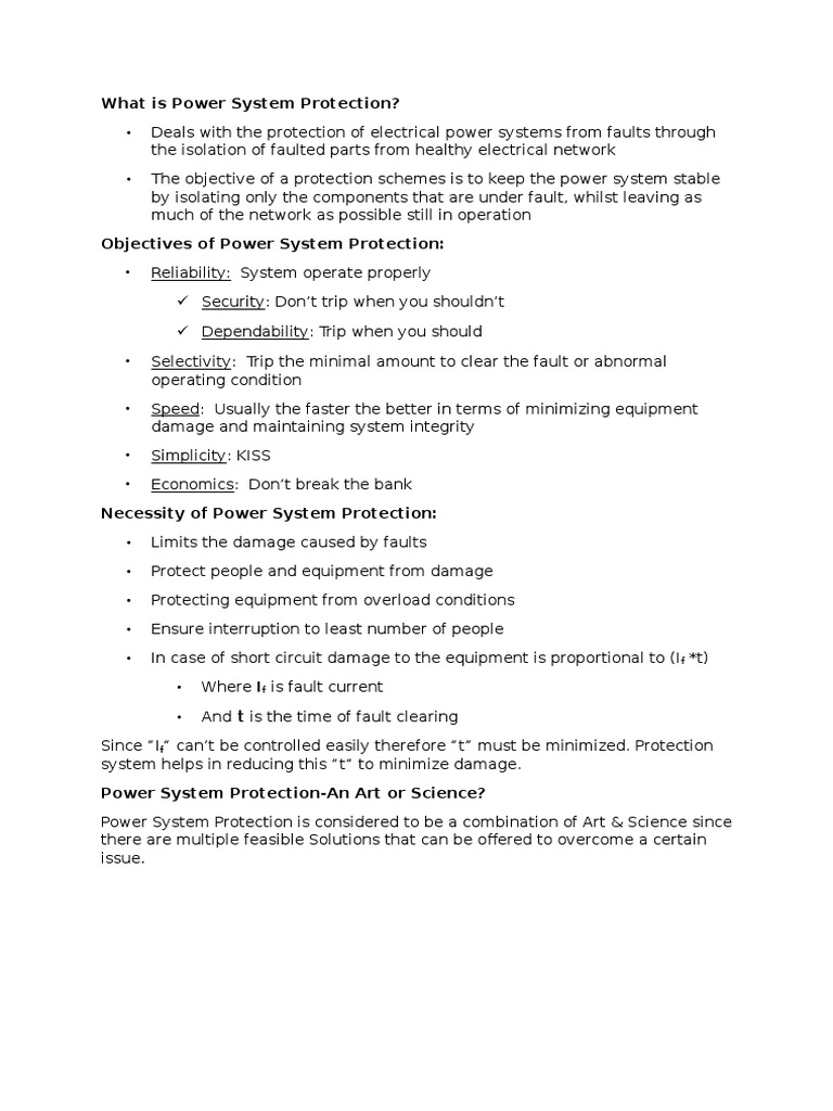 What Is Power System Protection PDF Electric Power System Relay