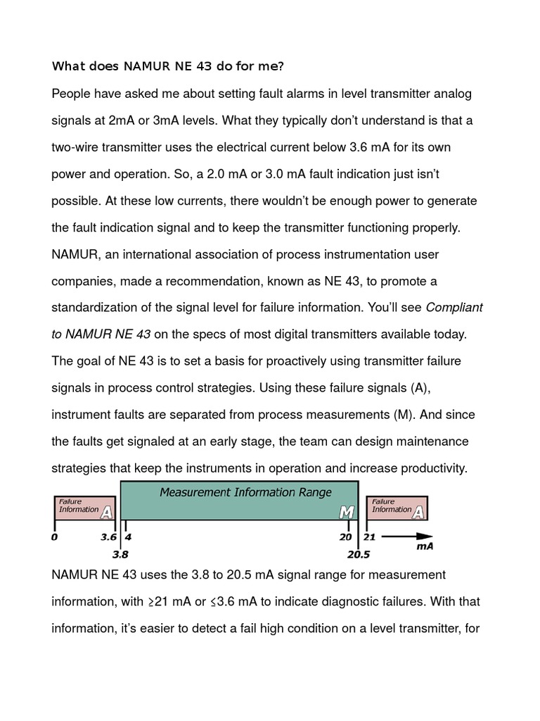 What Does NAMUR NE 43 Do For Me | PDF | Signal (Electrical Engineering ...