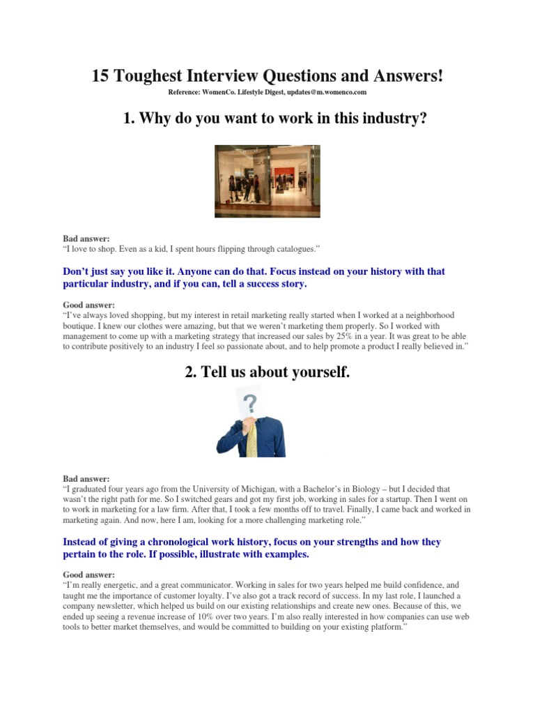 15 Toughest Interview Questions and Answers PDF | PDF