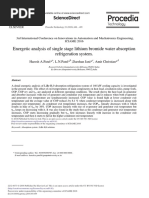 Energetic Analysis of Single Stage Lithium Bromide Water Absorption Refrigeration System