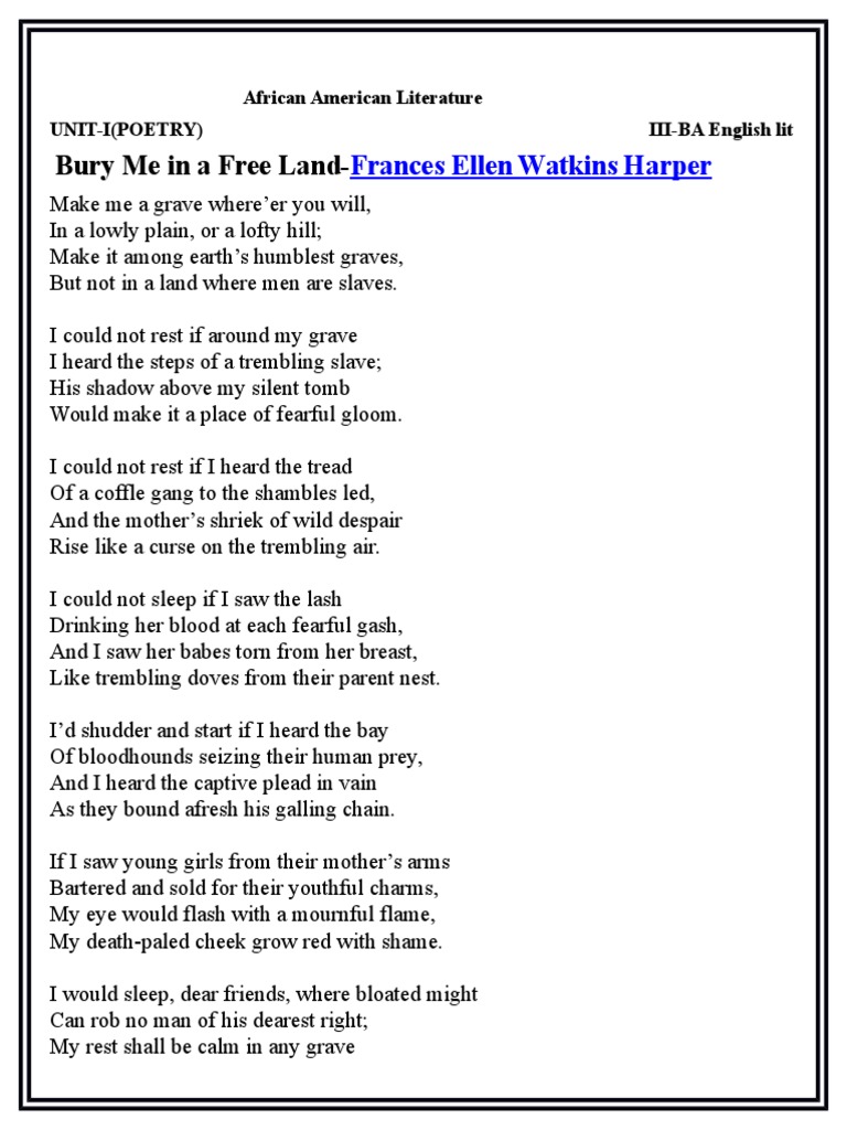 Bury Me in A Free Land PDF Poetry