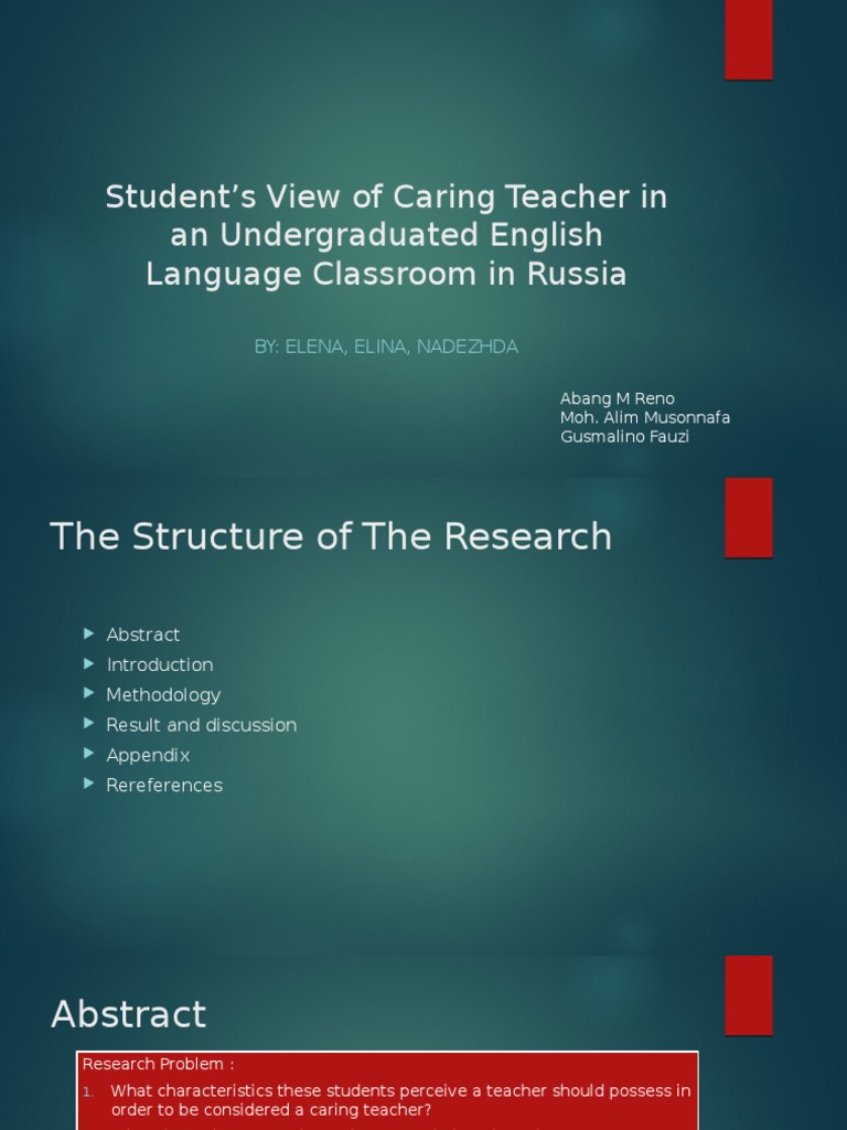 Student's View of Caring Teacher in An Undergraduated | PDF