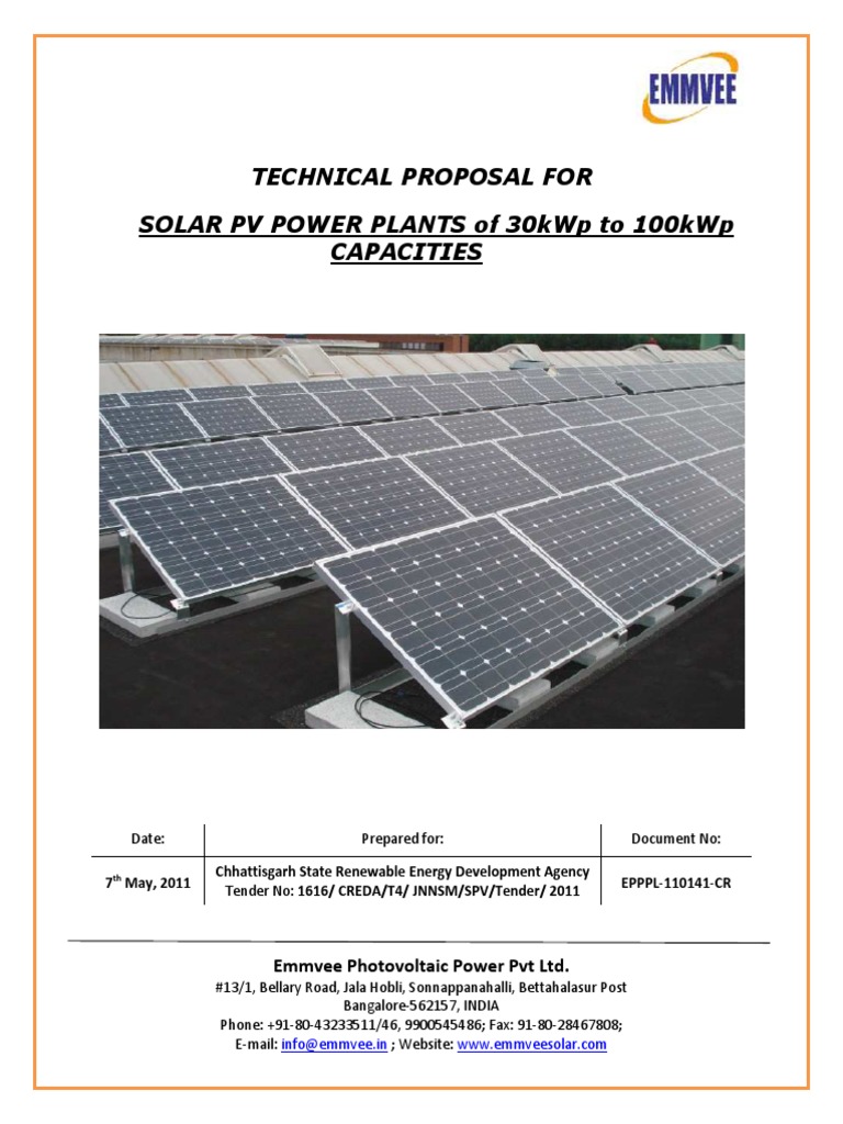 Solar PV Power Plants Proposal for CREDA | PDF | Photovoltaic System ...