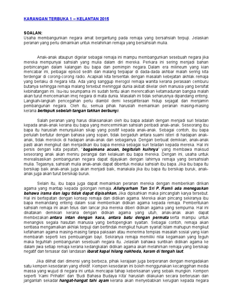 Peranan Remaja Dlm Membangunkan Negara Pdf