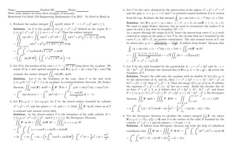 2014 Homework 009sol | PDF | Calculus | Geometry