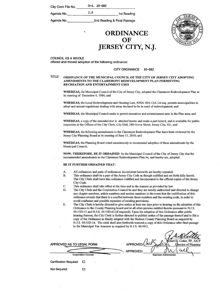 City Council FirstRead Ordinances, 06/23/2010 Jersey City PDF