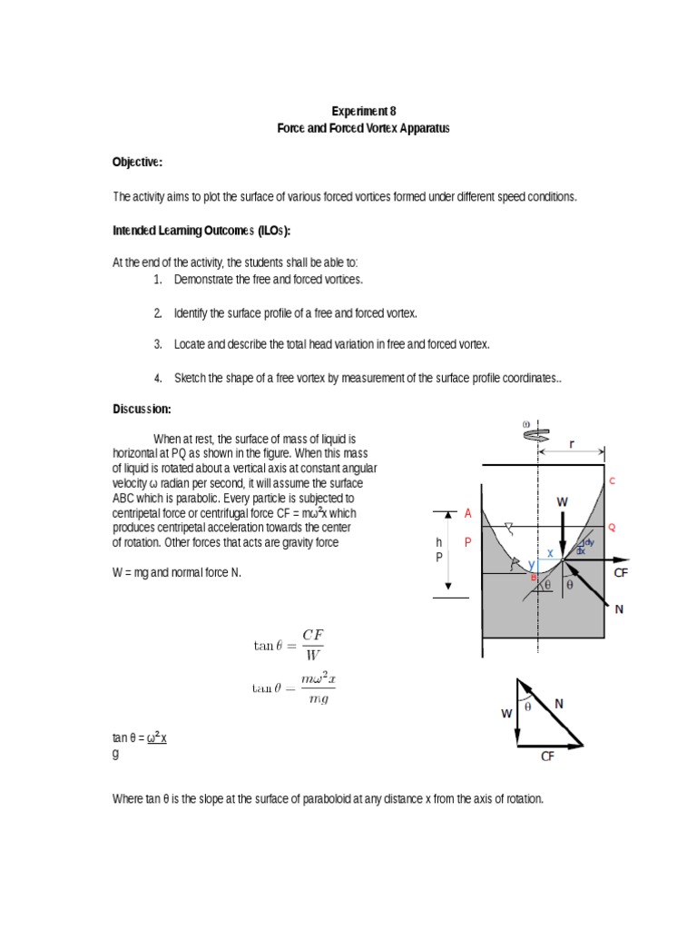 Free and Forced Vortex Experiment | PDF | Rotation Around A Fixed Axis ...