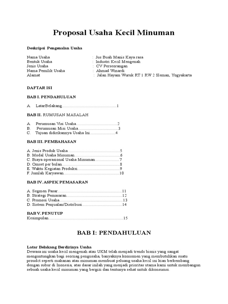 44++ Contoh proposal usaha minuman boba pdf ideas in 2021 