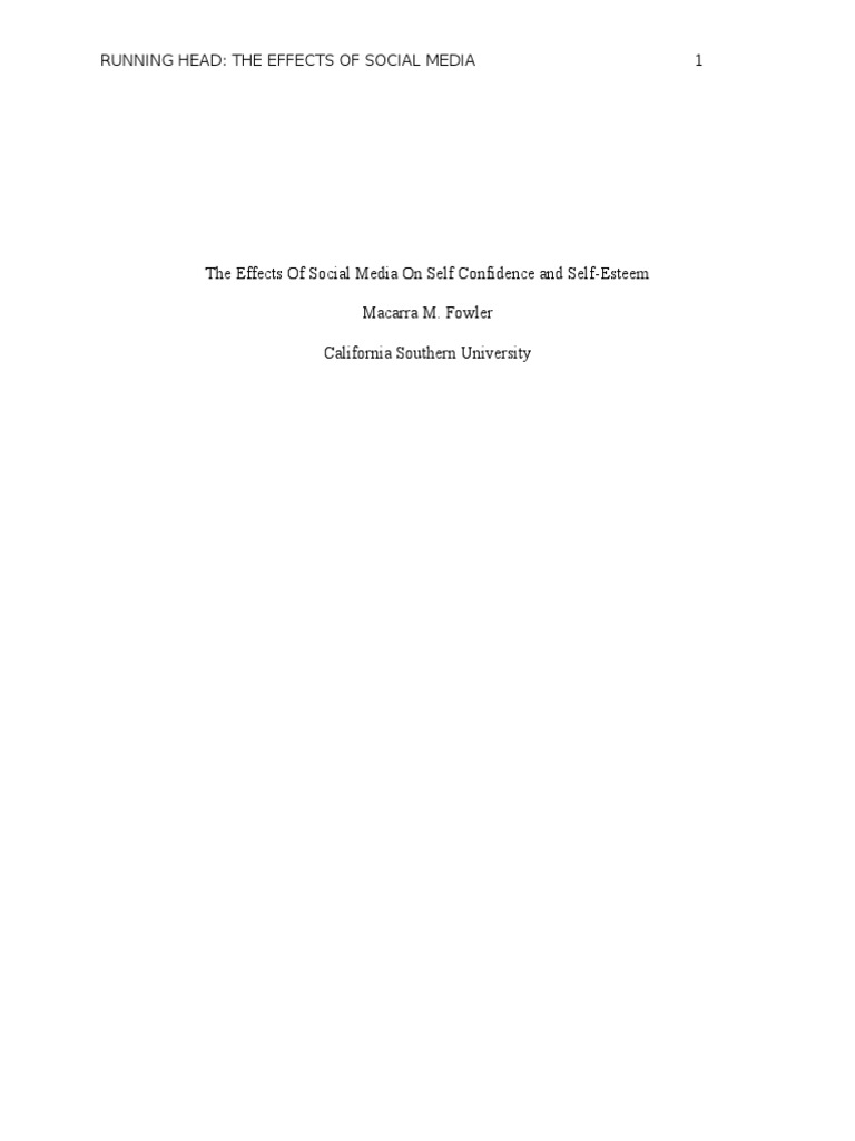 Social Media's Impact on Self-Esteem | PDF | Self Esteem | Social Media