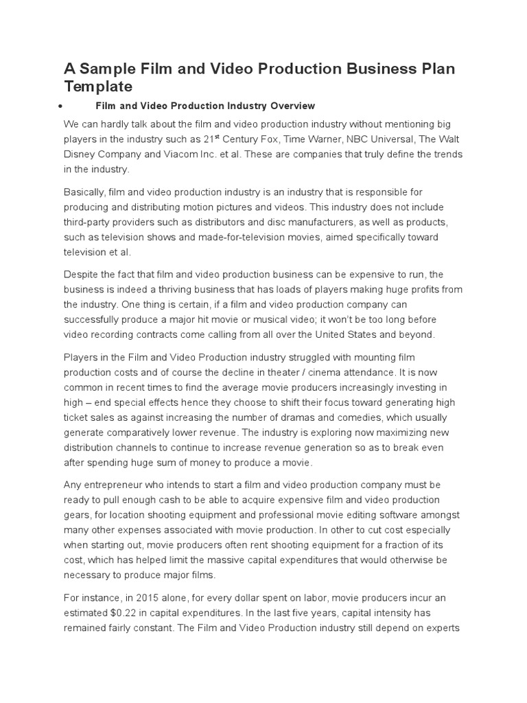 video production business plan pdf